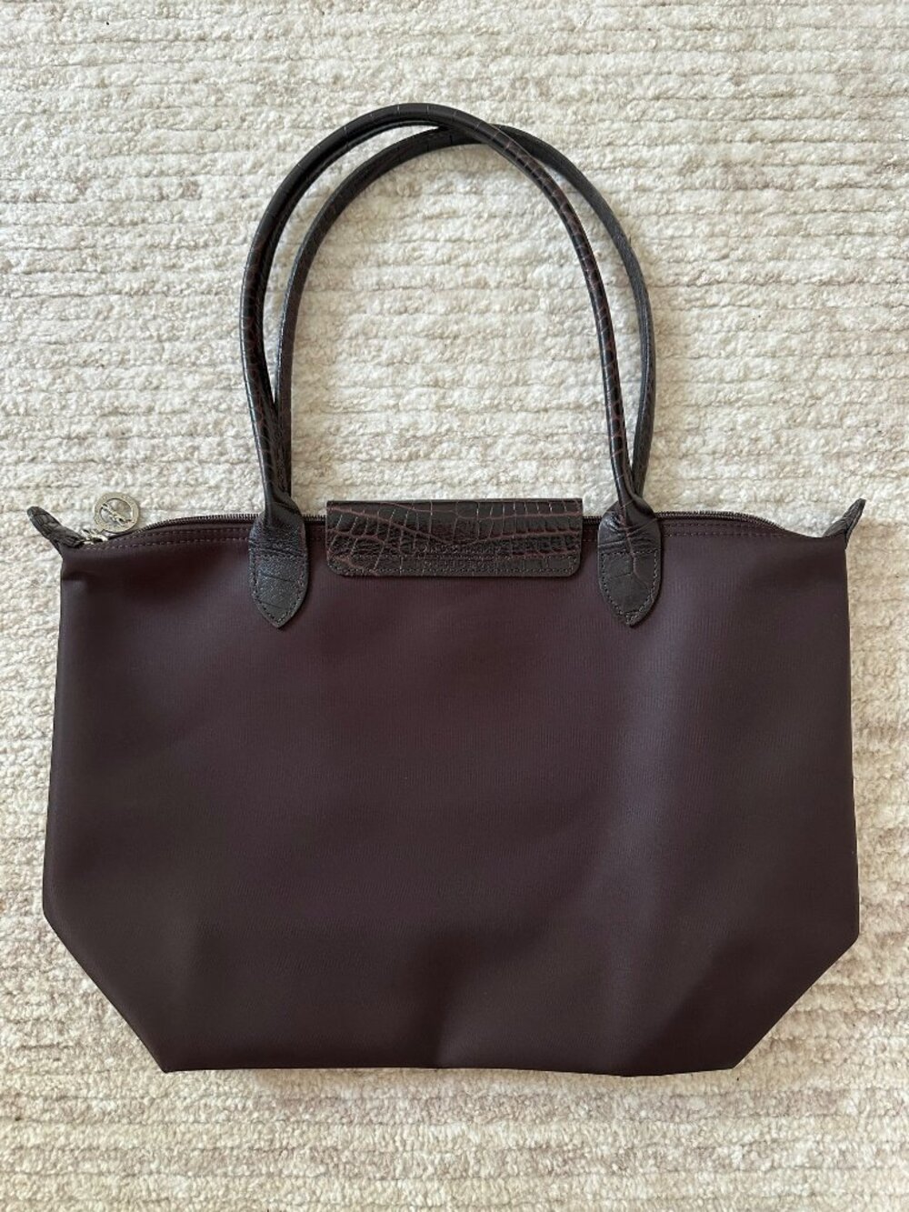 Longchamp Le Pliage Medium Tote – Brown with Croc Embossed Flap - Picture 3 of 5